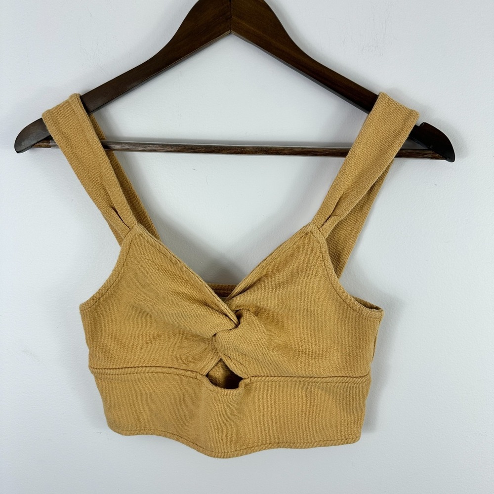 Madewell Cutout Knot Front Tank Top Tan Womens XS Cropped Tank Y2K Clean Girl